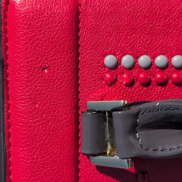 Nicole Lee Red and Black Studded Handbag - Picture 10 of 11